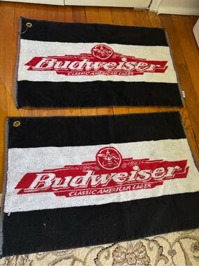 Vintage Budweiser Red & White Retro Golf  Towels (Set of 2)